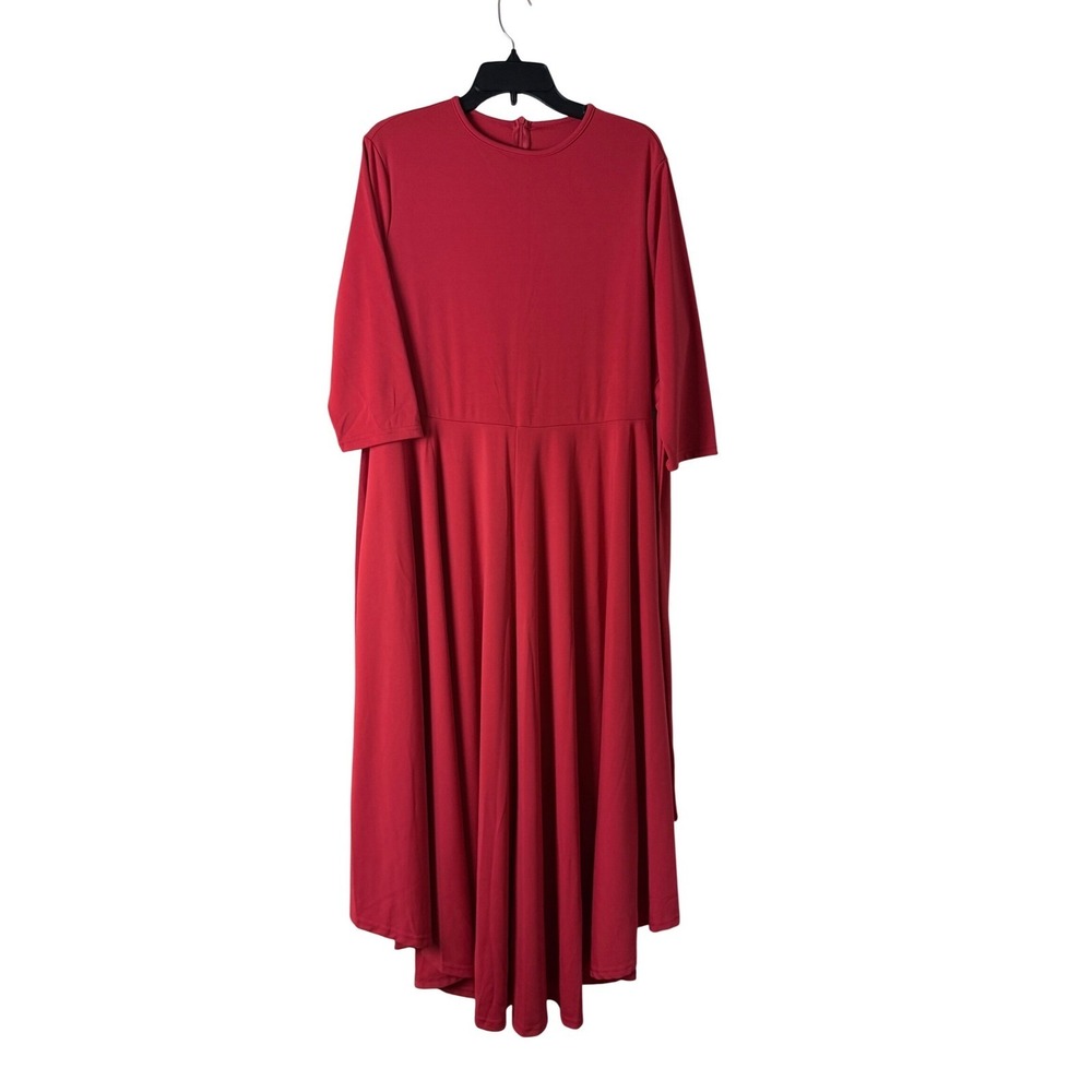 Unbranded Maxi Dress Women Plus Size XL Red Pockets‎ High-Low Fit & Flare Flowy
